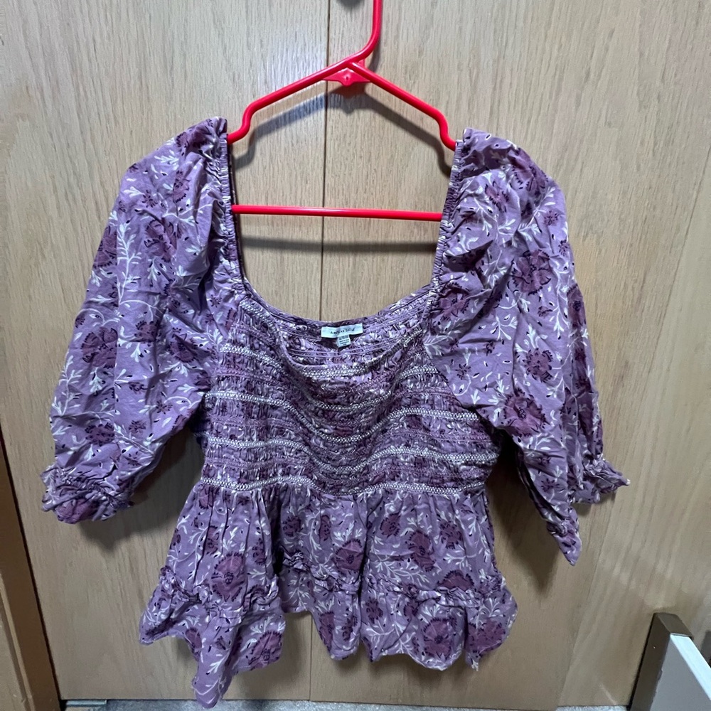 Vintage America Purple Floral Blouse